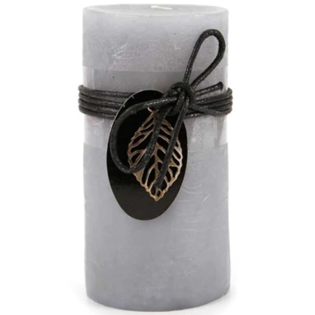 CANDLE PILLAR ICED GRAY 3X6IN 