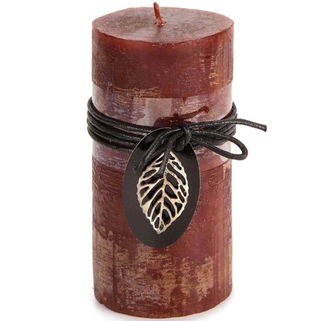 CANDLE PILLAR ICED BROWN 3X6IN 