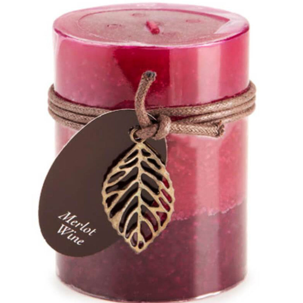 Dynamic Collections?® Layered Candles Merlot Wine 4-inch Pillar 