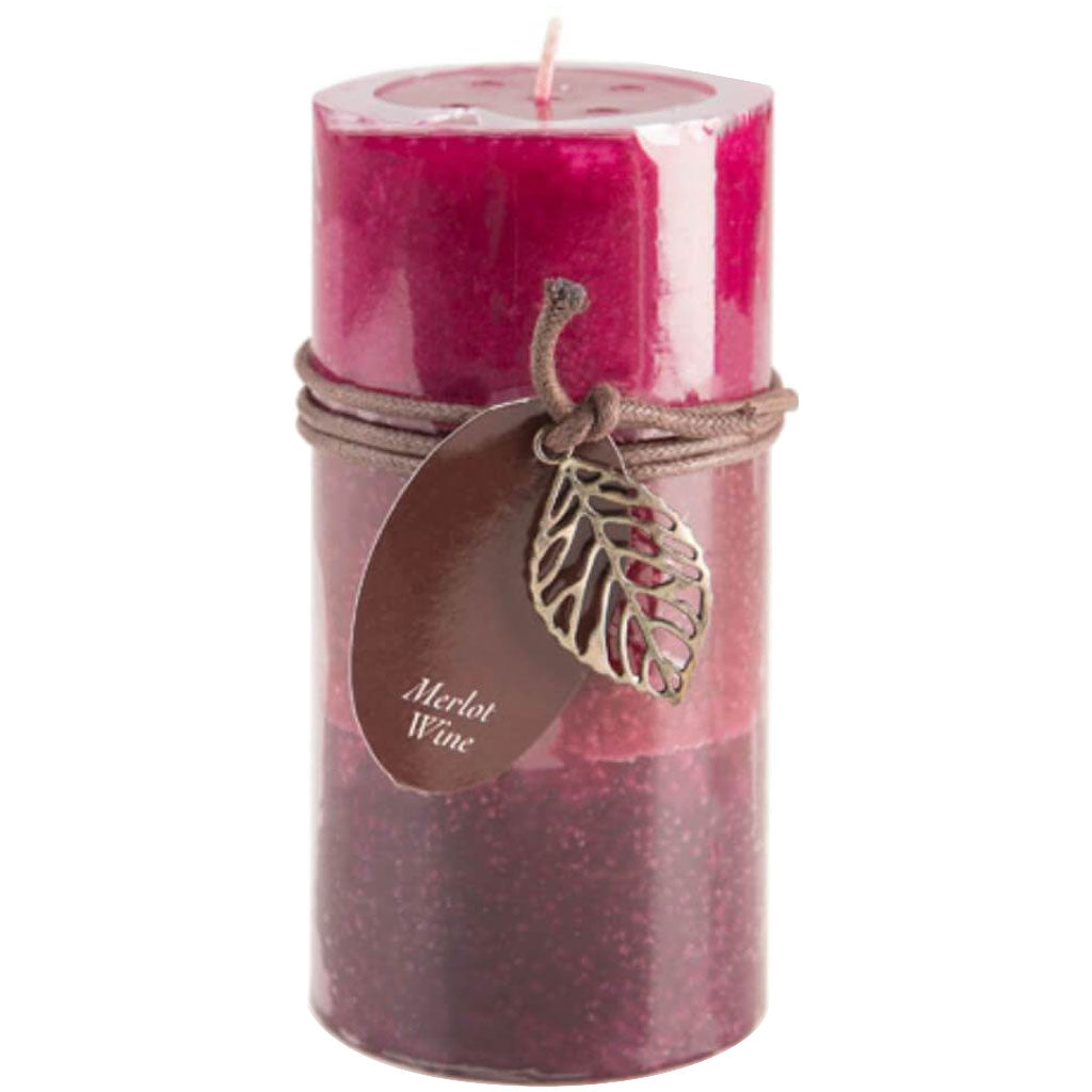 Dynamic Collections?® Layered Candles Merlot Wine 6-inch Pillar 