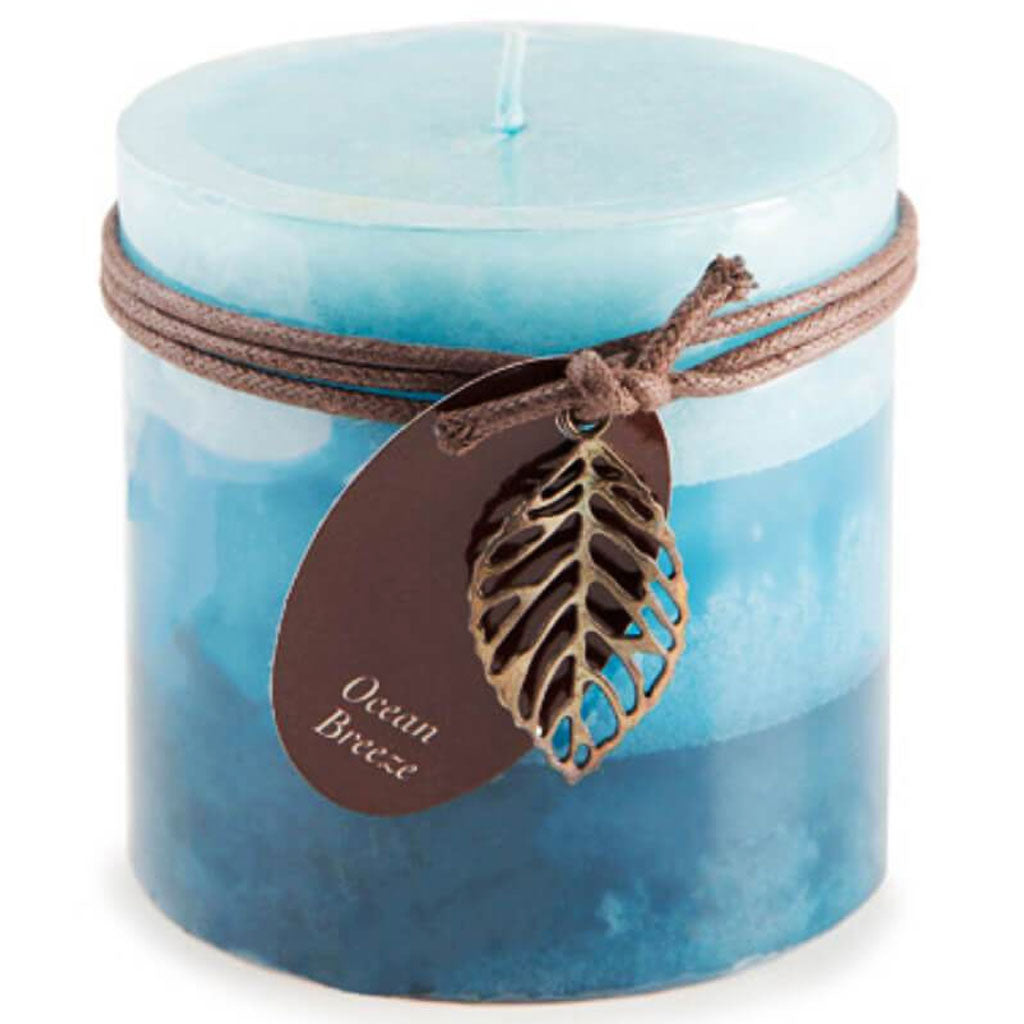 Dynamic Collections Layered Candles Ocean Breeze 4-inch Wide Pillar 