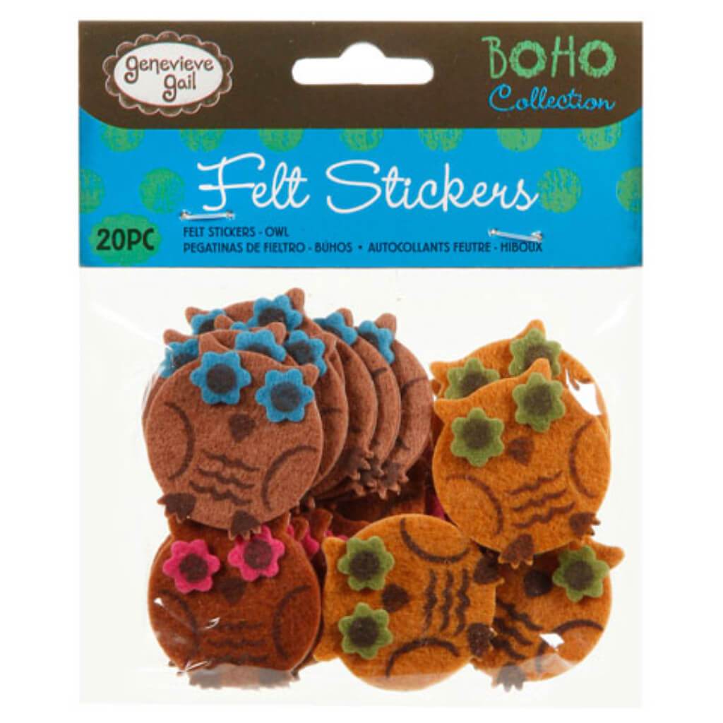 Felties Boho Layered Owl Stickers 20 pieces 