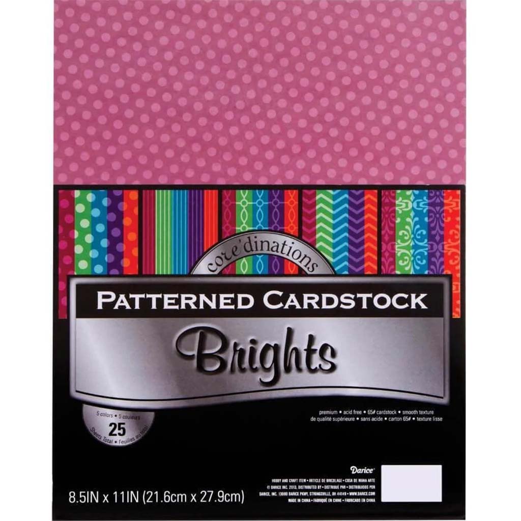 CARDSTOCK VALUE PACK SMOOTH PATTERNED BRIGHTS 25PK 8.5X11 