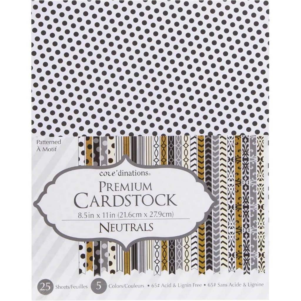 CARDSTOCK VALUE PACK SMOOTH PATTERNED NEUTRALS 25PK 8.5X11 