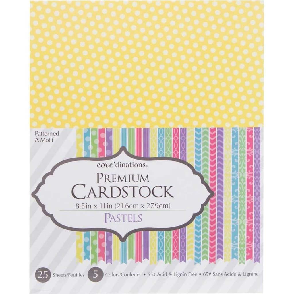 CARDSTOCK VALUE PACK SMOOTH PATTERNED PASTELS 25PK 8.5X11 