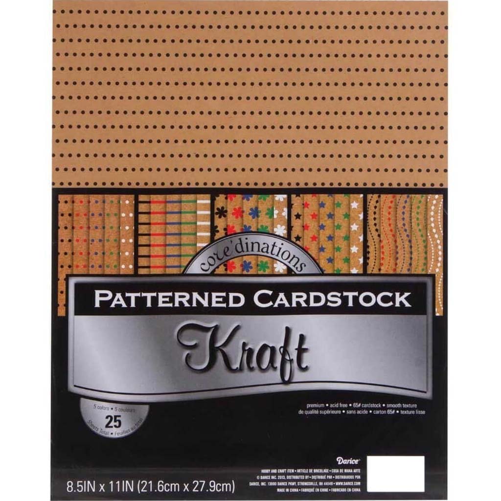 CARDSTOCK VALUE PACK SMOOTH PATTERNED KRAFT 25PK 8.5X11 