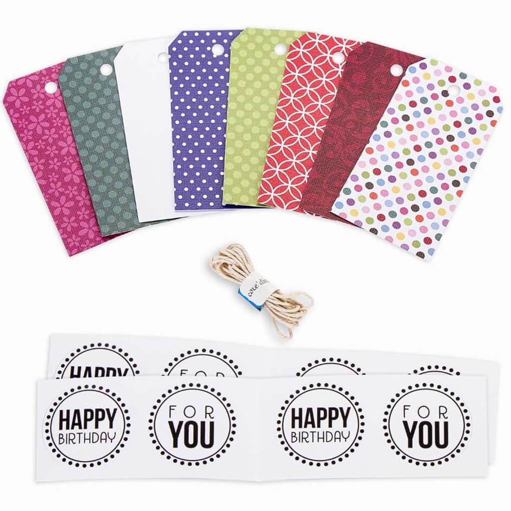 PAPER GIFT TAGS KIT BRIGHT PATTERNS THEME 