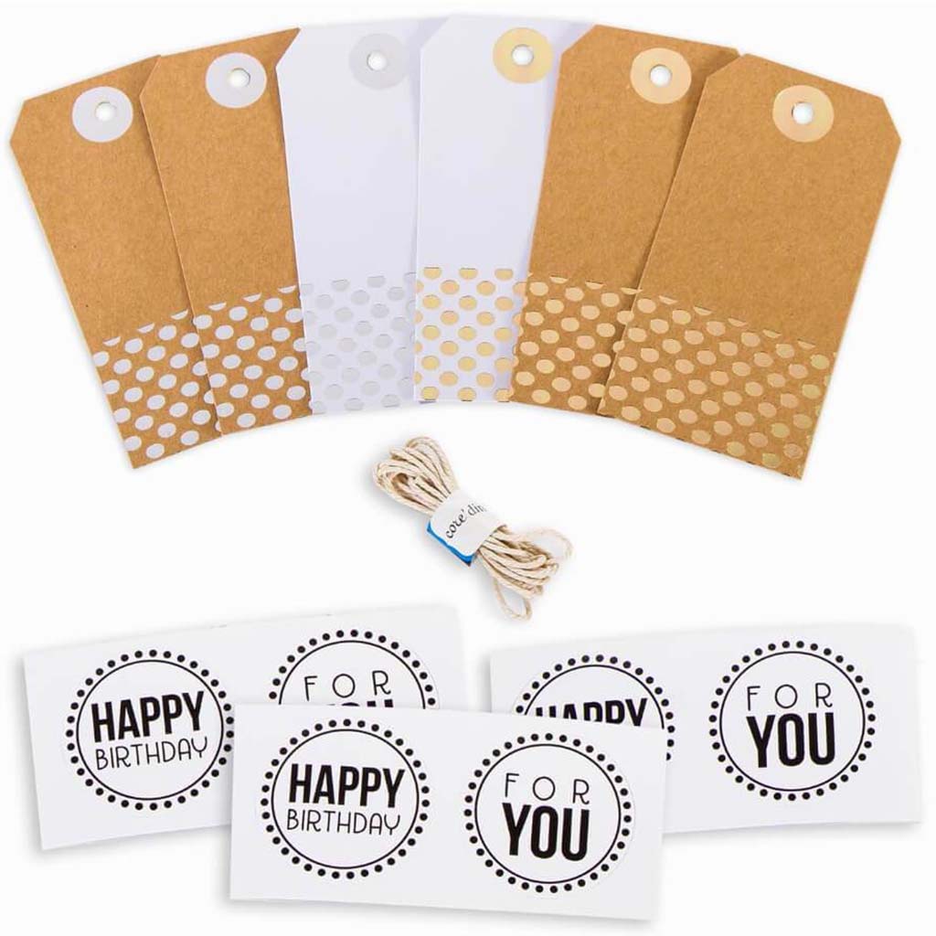 PAPER GIFT TAGS KIT METALLIC GOLD &amp; SILVER FOIL 