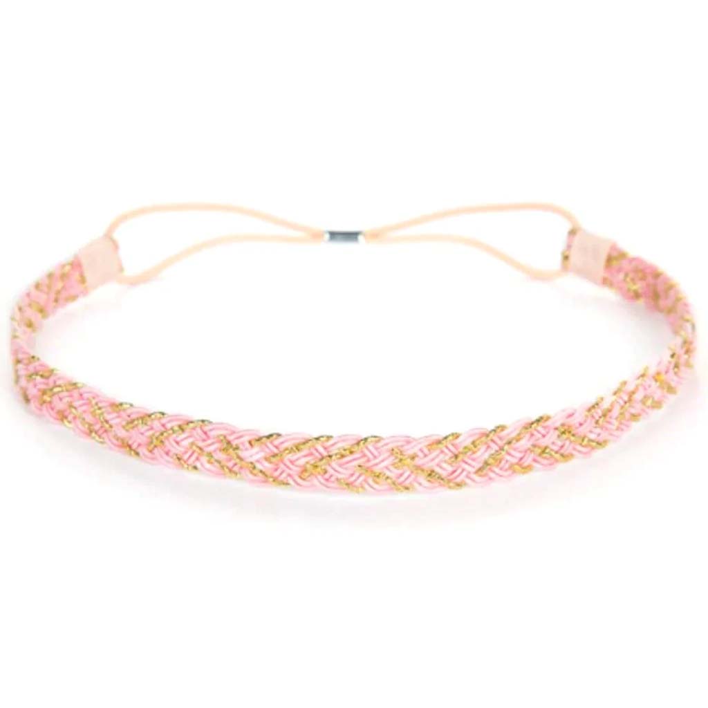 Headband Pink and Gold Braid 