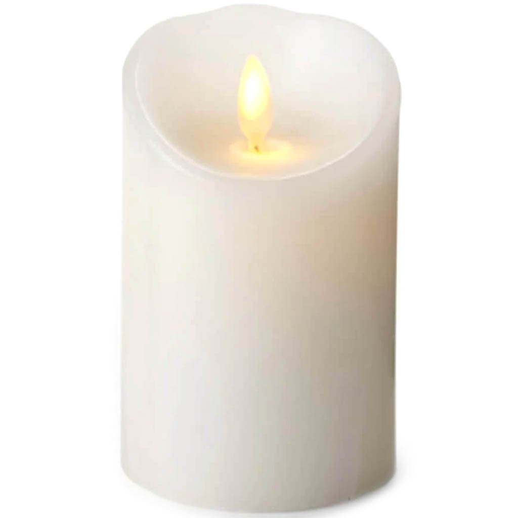 Luminara Flameless Pillar Candle White Wax 4 inches 