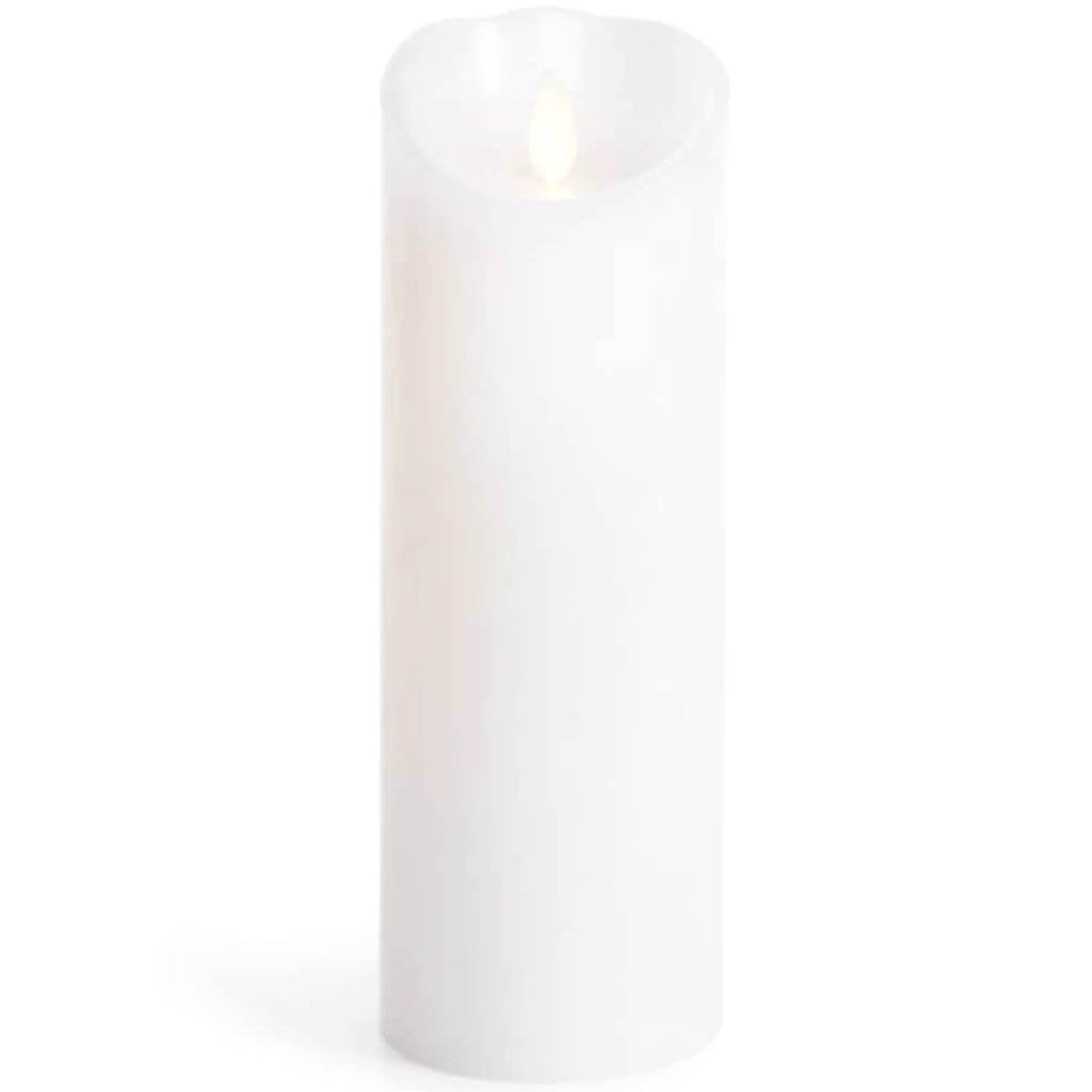 Luminara Flameless Pillar Candle White Wax 8 inches 