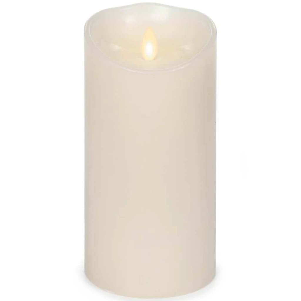 FLAMELESS CANDLE VANILLA SCENT IVORY WAX PILLAR 7IN 