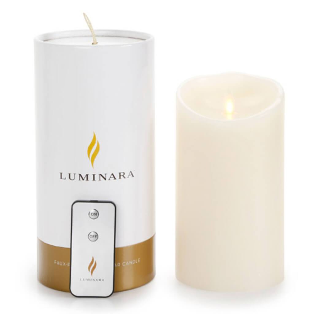 FLAMELESS CANDLE OCEAN BREEZE SCENT IVORY WAX PILLAR 7IN 