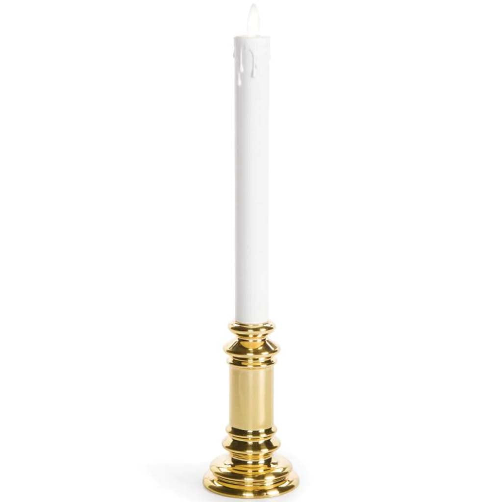 WINDOW TAPER CANDLE GOLD BASE 8IN 