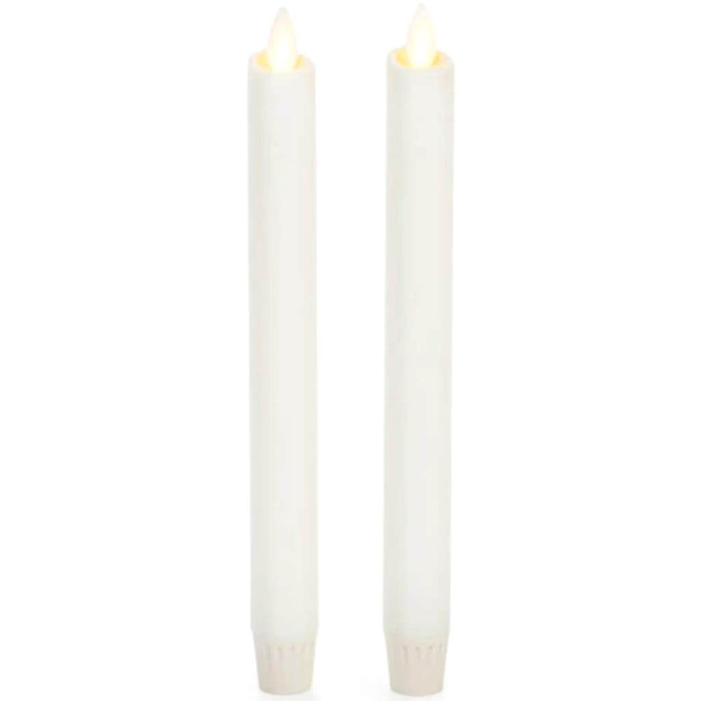 Luminara Flameless Candles Wax-Dipped Taper Ivory 2pcs 8 inches 