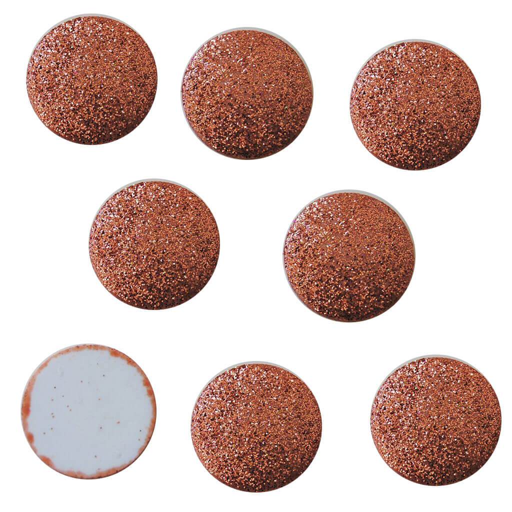 Button Big Glitter Dots Copper