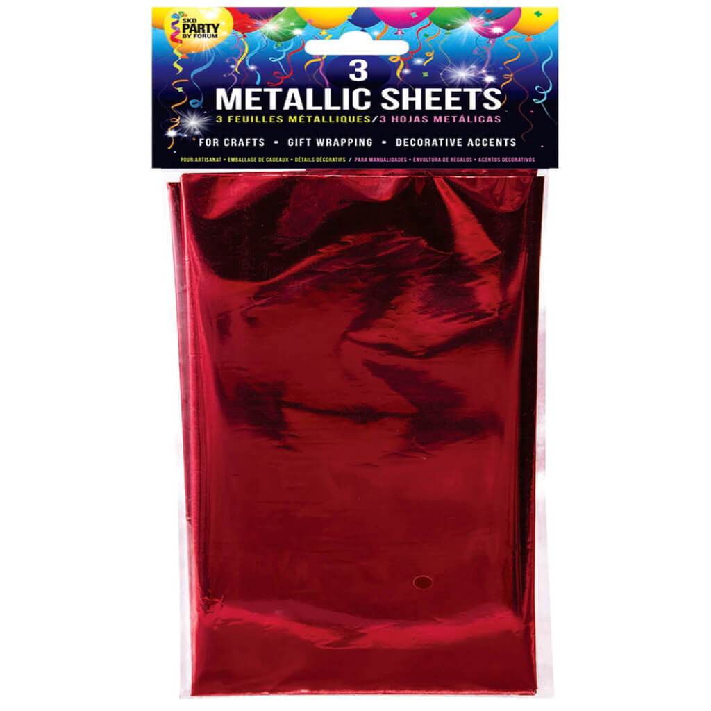 3PK METALLIC SHEETS RED 