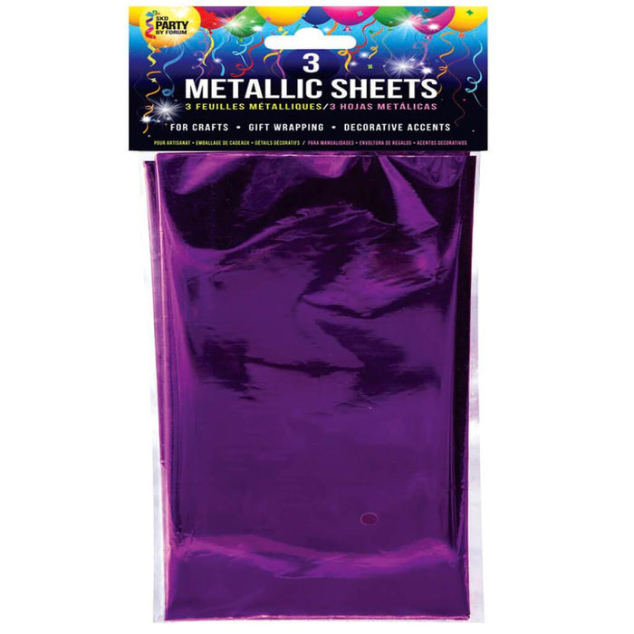 3PK METALLIC SHEETS PURPLE 18"X30" 