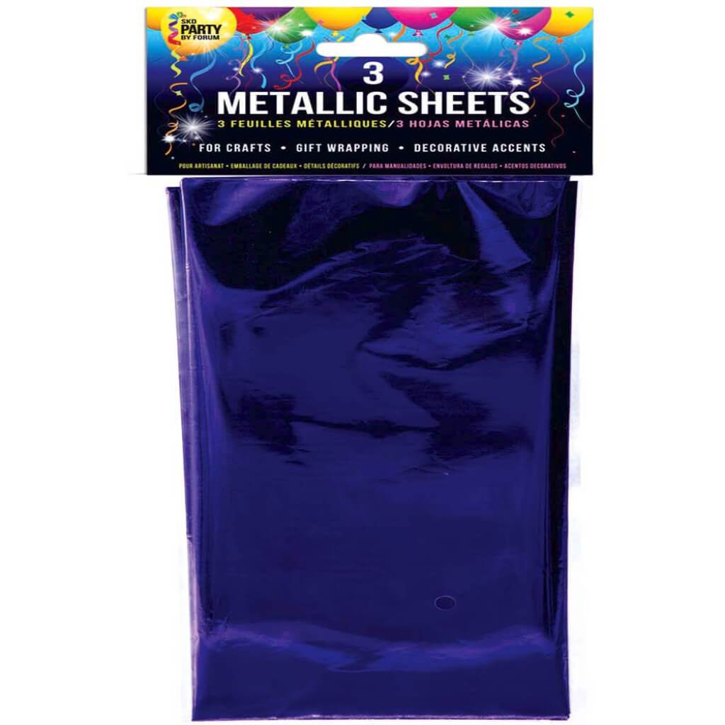 3PK METALLIC SHEETS ROYAL BLUE 