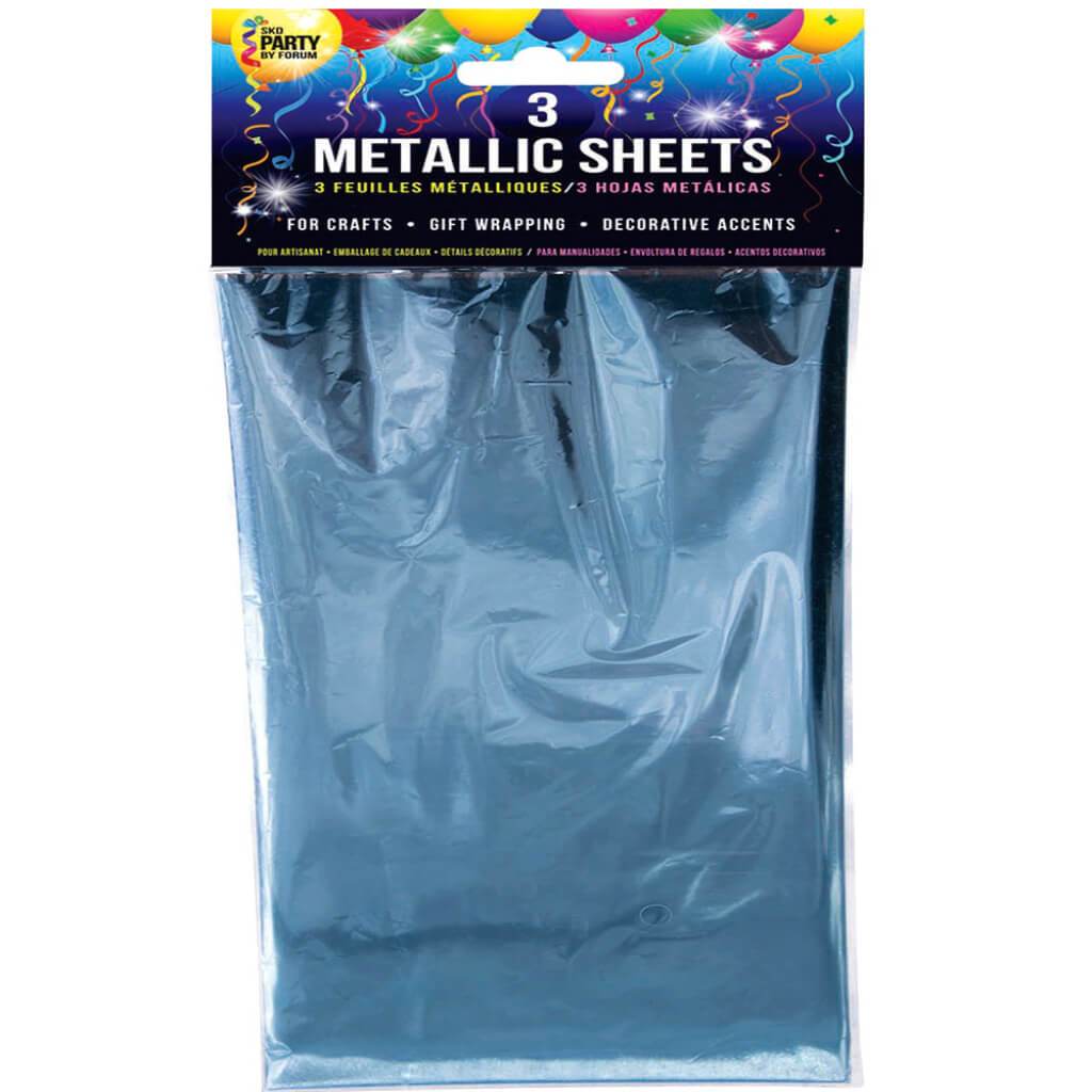 3PK METALLIC SHEETS LIGHT BLUE 