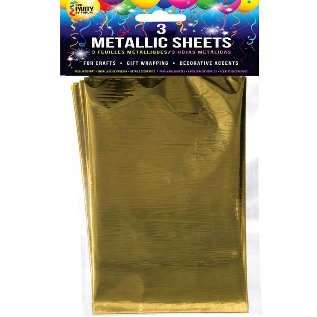 3PK METALLIC SHEETS GOLD 