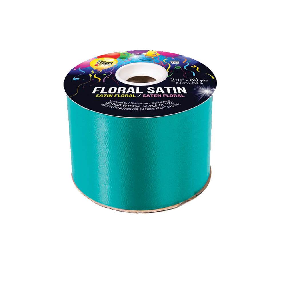 #40 FLORAL SATIN TURQ. 