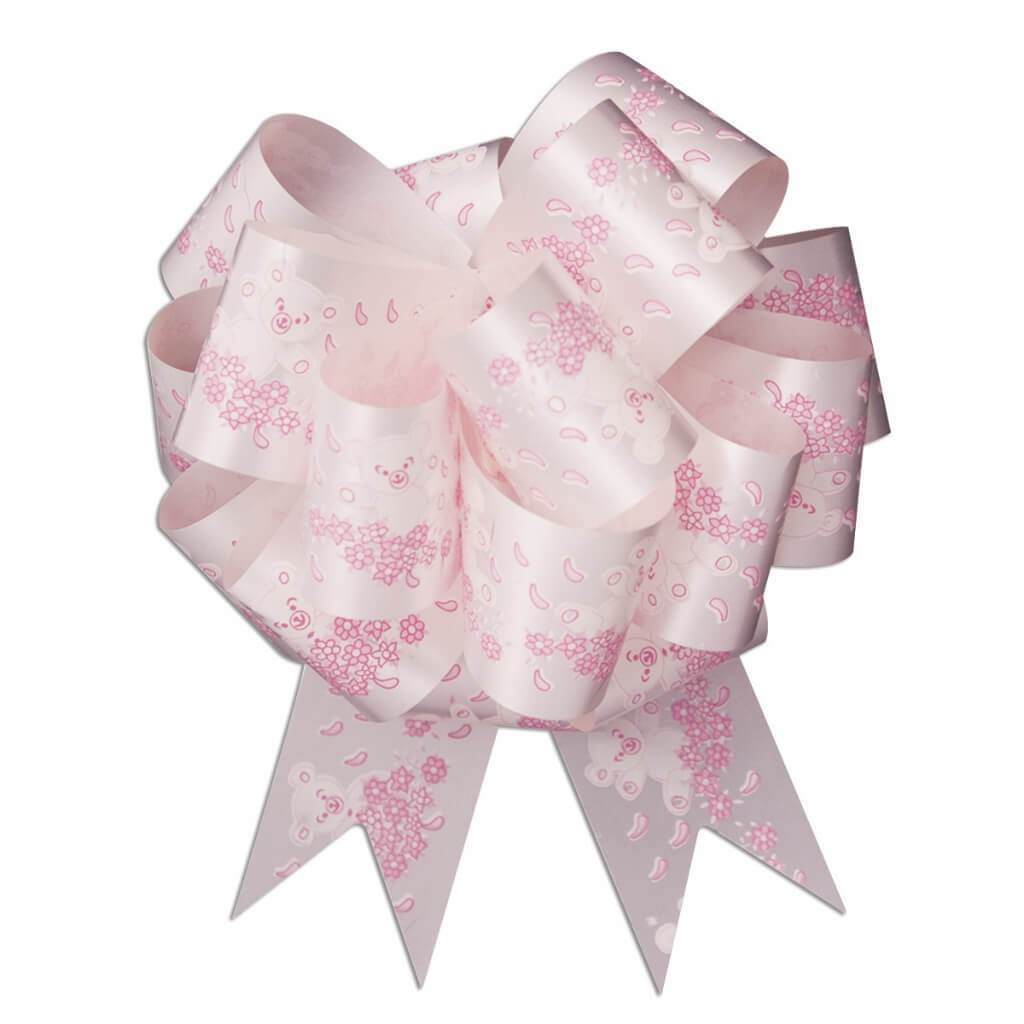 #40 PULL BOW PRINTED BEAR WT/P 