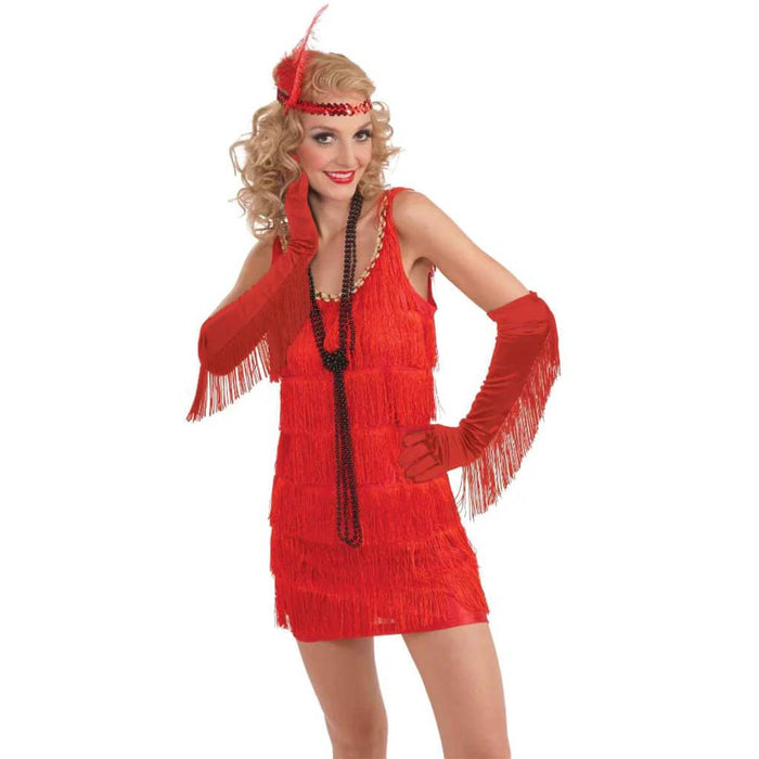 Long Satin Fringed Gloves