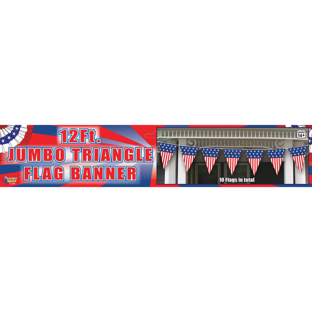 PATRIOT.JUMBO TRIANG.FLAG BANR 15 FT - 10 FLAGS 