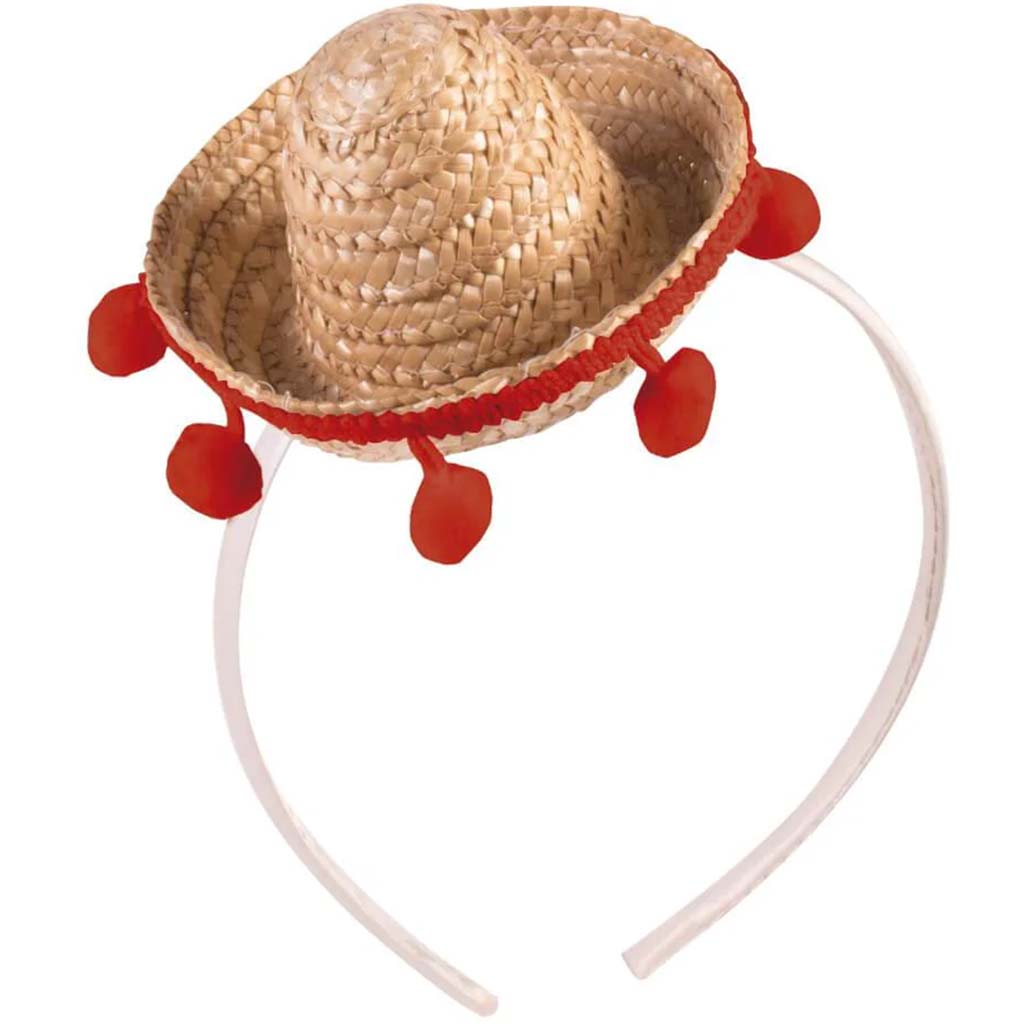 Mini Straw Sombrero Headband 