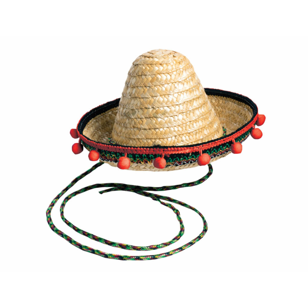 Small Sombrero Headband with Red Pom Pom