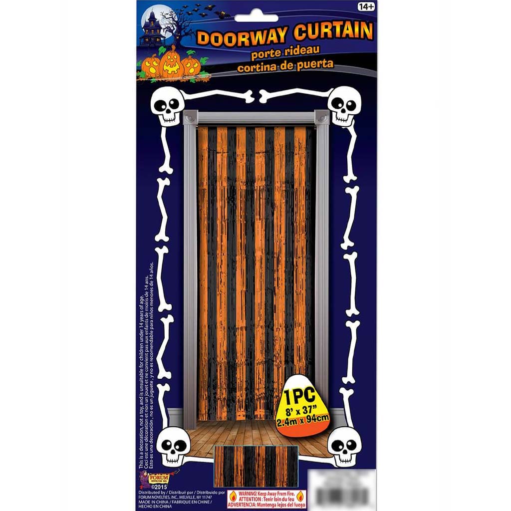 Tinsel Curtain 8ft x 37in Orange and Black 