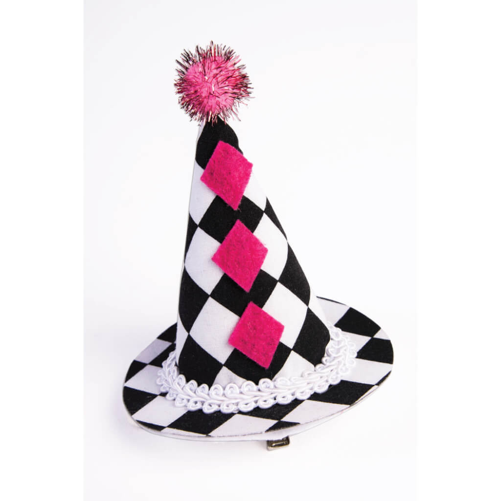 Harlequin Clown Mini Hat with Clip