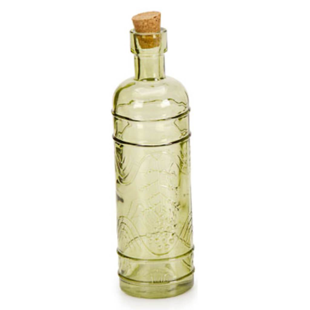 Glass Bottles Vintage Green with Cork Bottom