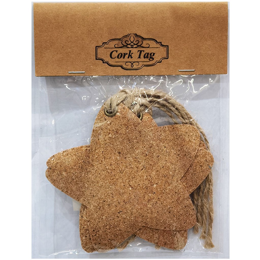 Hanging Star Cork Tag 3.5in x 3.5in 3pcs