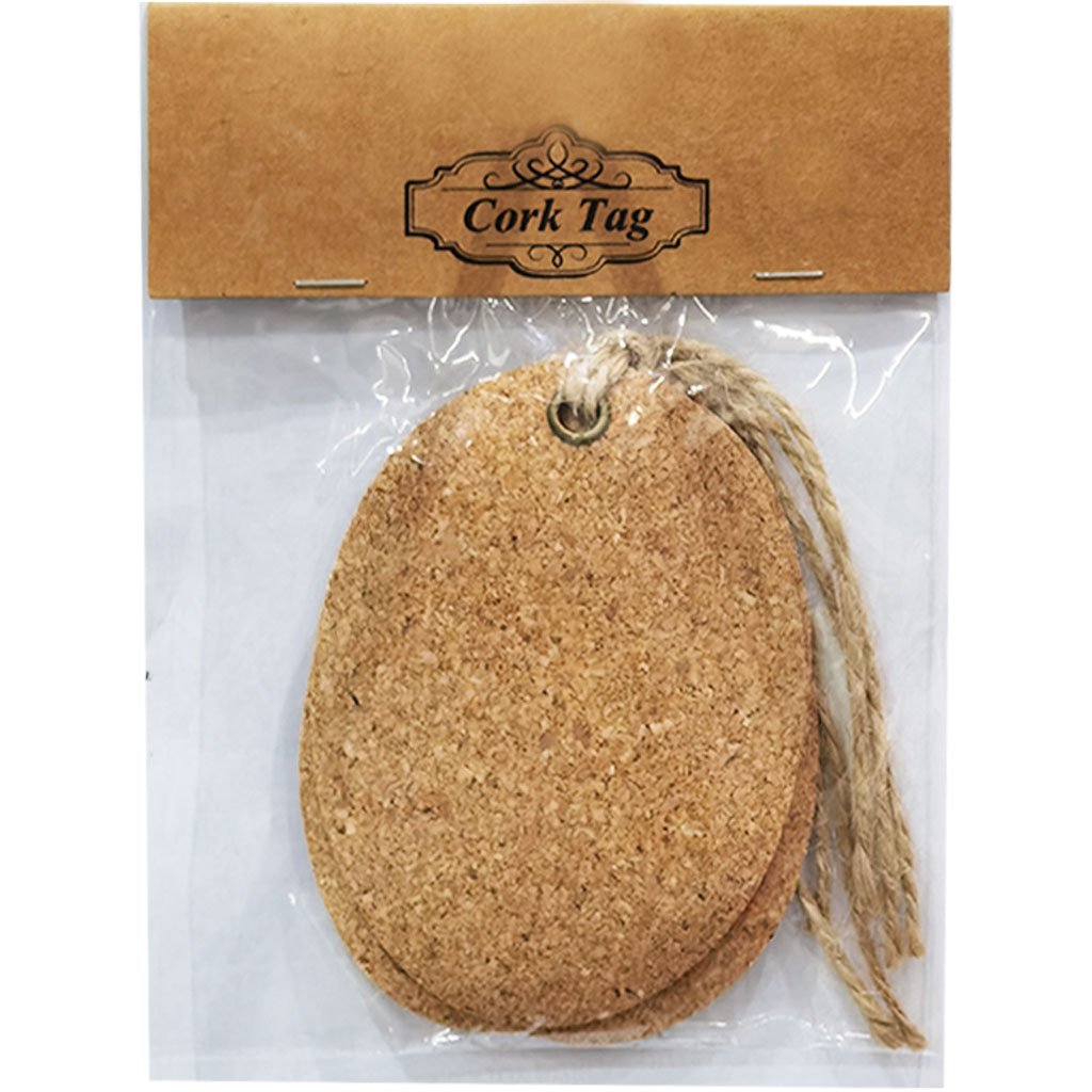 Hanging Oval Cork Tag 2.5in x 3.5in 3pcs