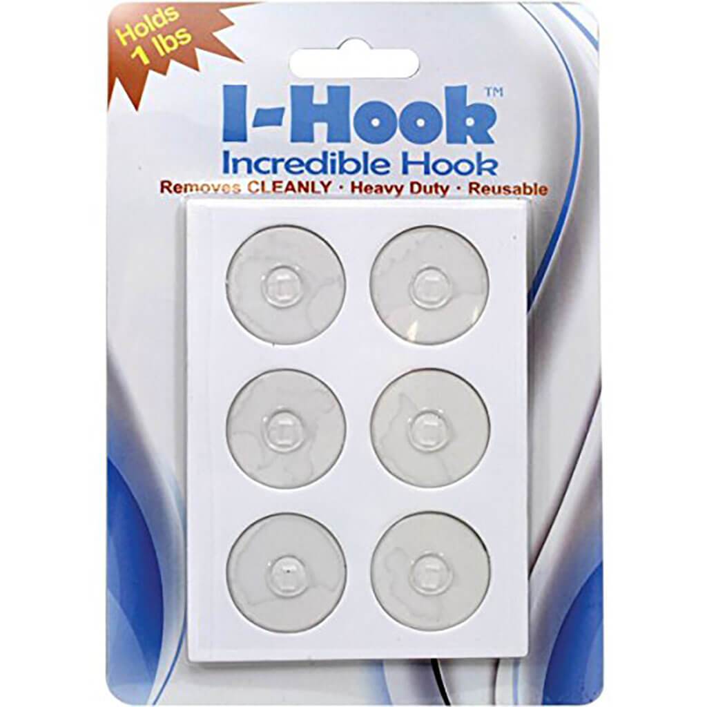 Round I Hook Clear Holds 1.2in Set of 6