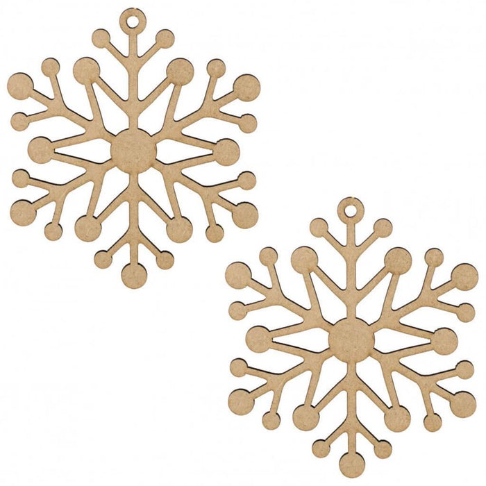 Wooden Cut Ornament Snowflakes 4in Set of 2