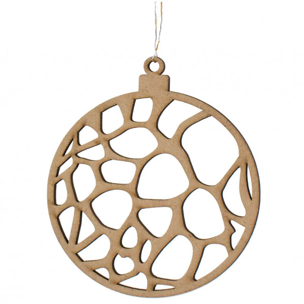 Wooden Cut Ornament Round 4in Set of 2