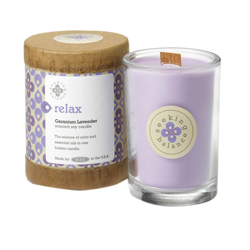 Seeking Balance 6.5oz Original Spa Candle Geranium Lavender Relax 