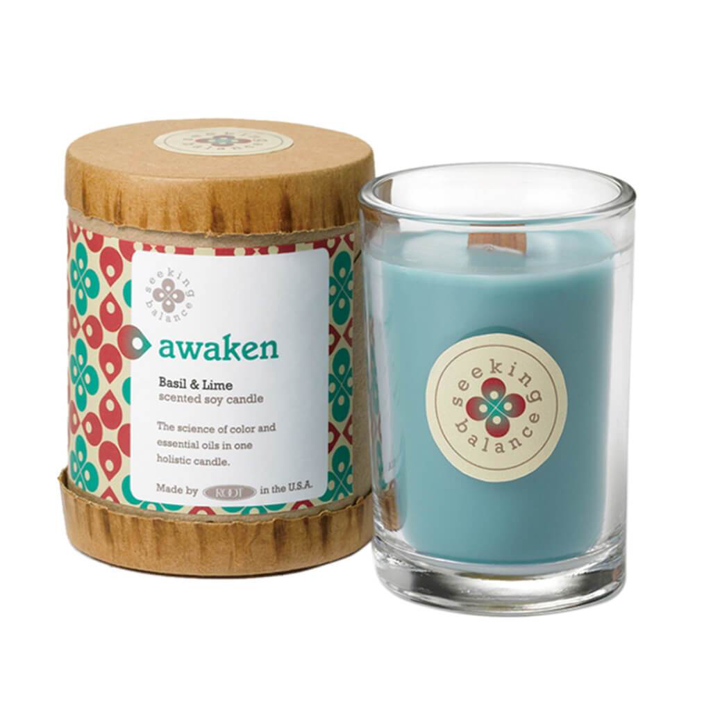 Seeking Balance 6.5oz Original Spa Candle Basil &amp; Lime Awaken 