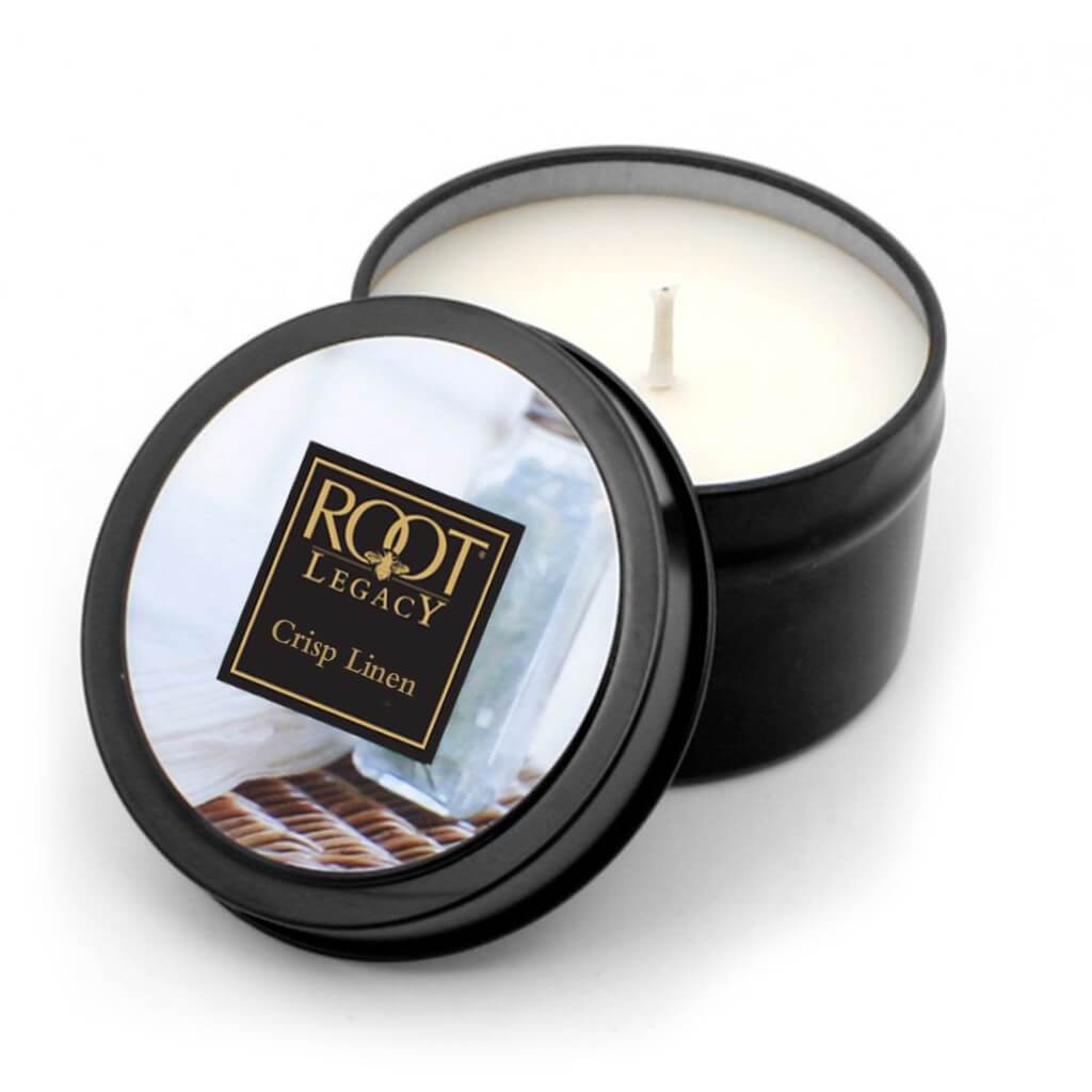 Travel Tin Scented Candle Crisp Linen 