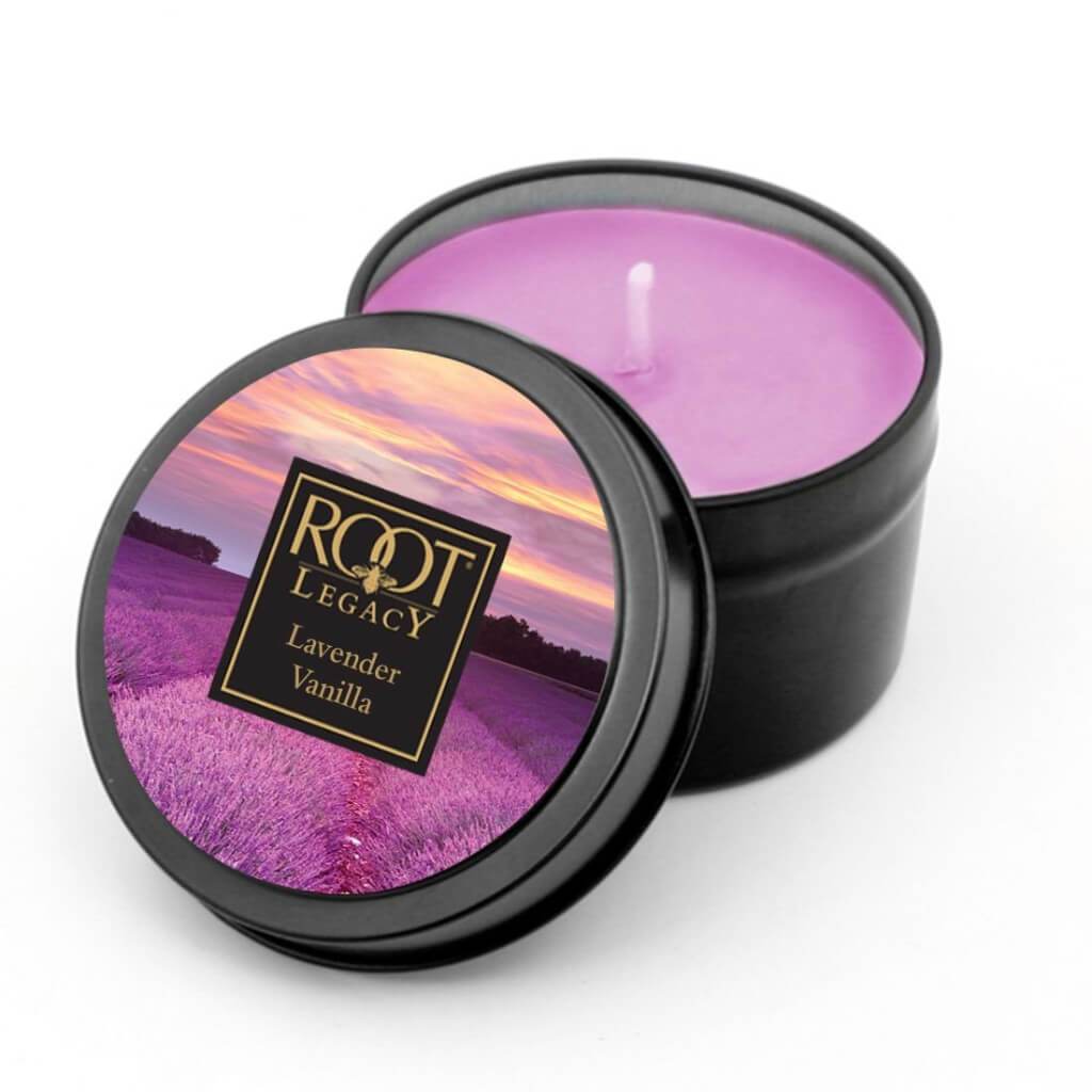 Travel Tin Scented Candle Lavender Vanilla 