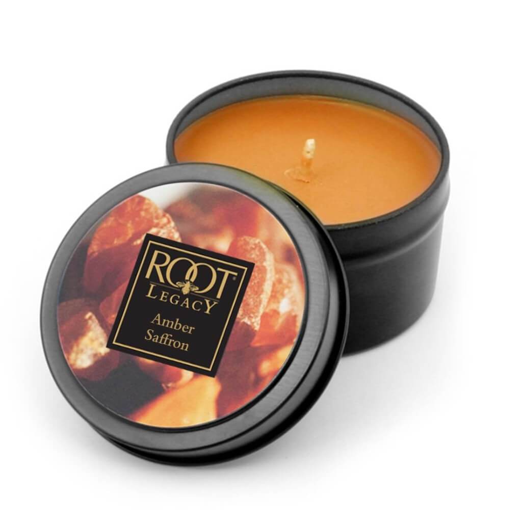 Travel Tin Scented Candle Amber Saffron 