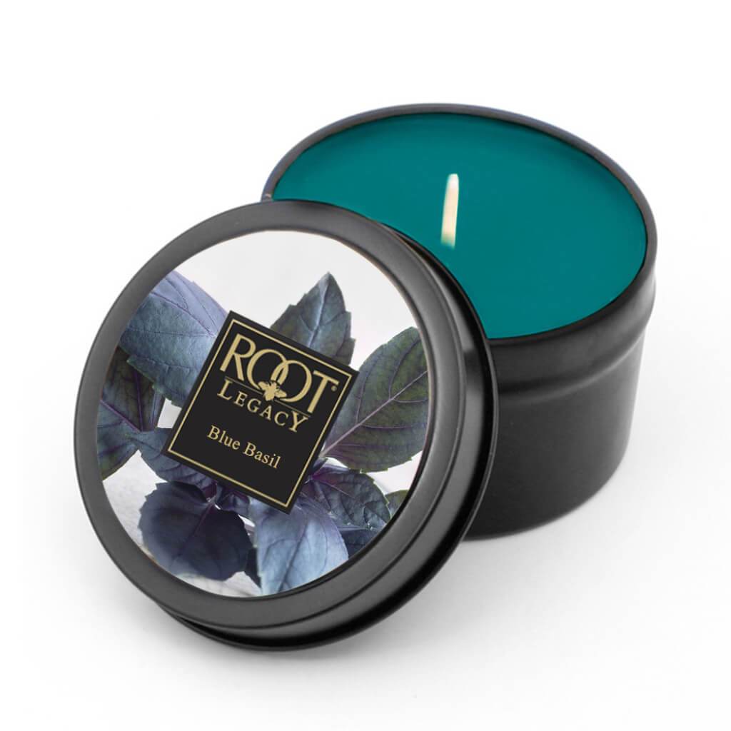 Travel Tin Scented Candle Blue Basil 