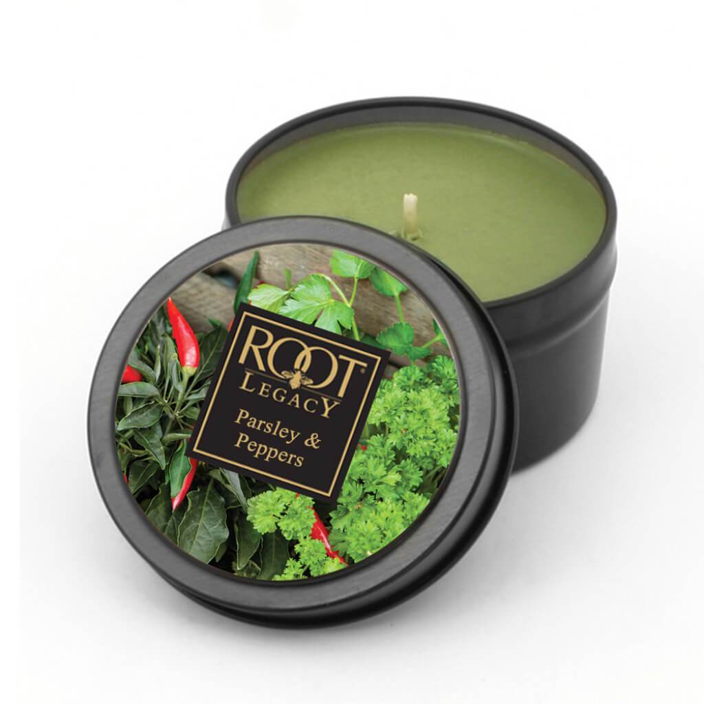 Travel Tin Scented Candle Parsley &amp; Peppers 