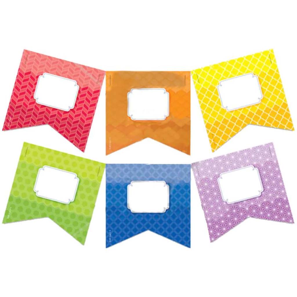 Painted Palette Rainbow Pennants 3&quot; Designer Cut-Outs 