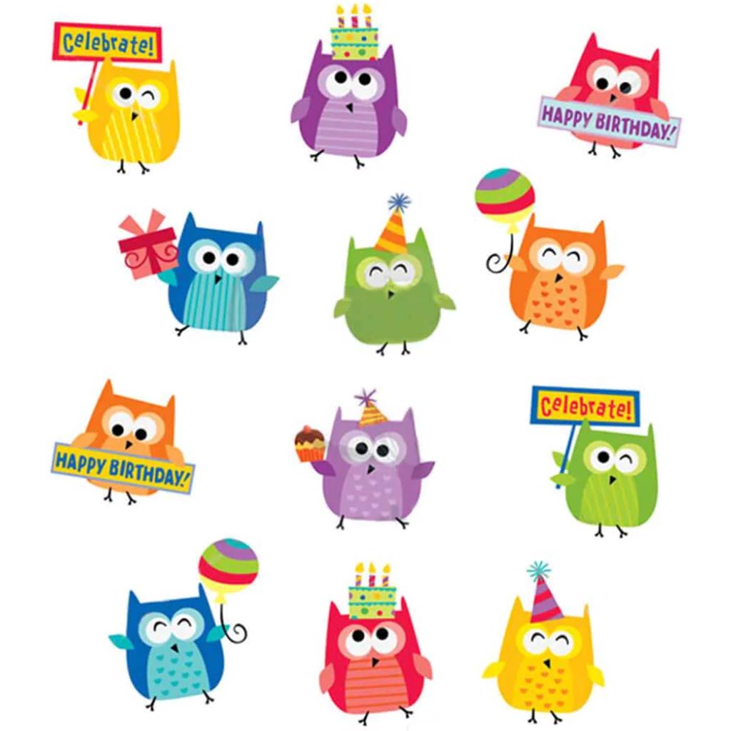 Happy Birthday Owls Stickers 