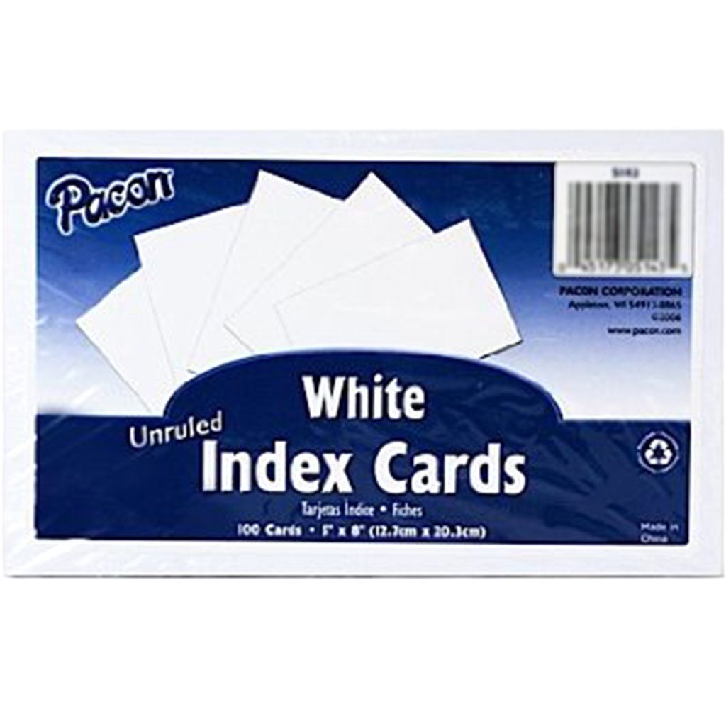 Index Card 5in x 8in White