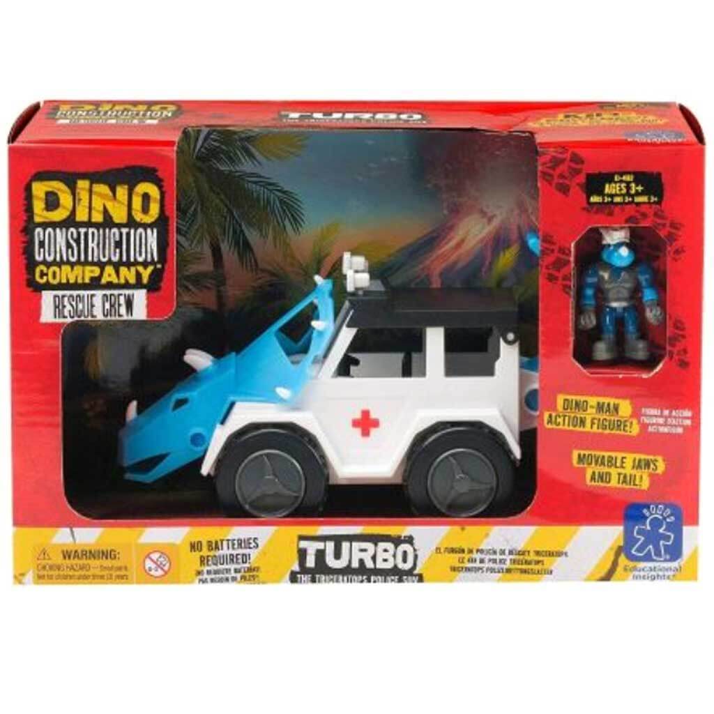 Dino Construction Company Rescue Crew Turbo The Triceratops Police Suv